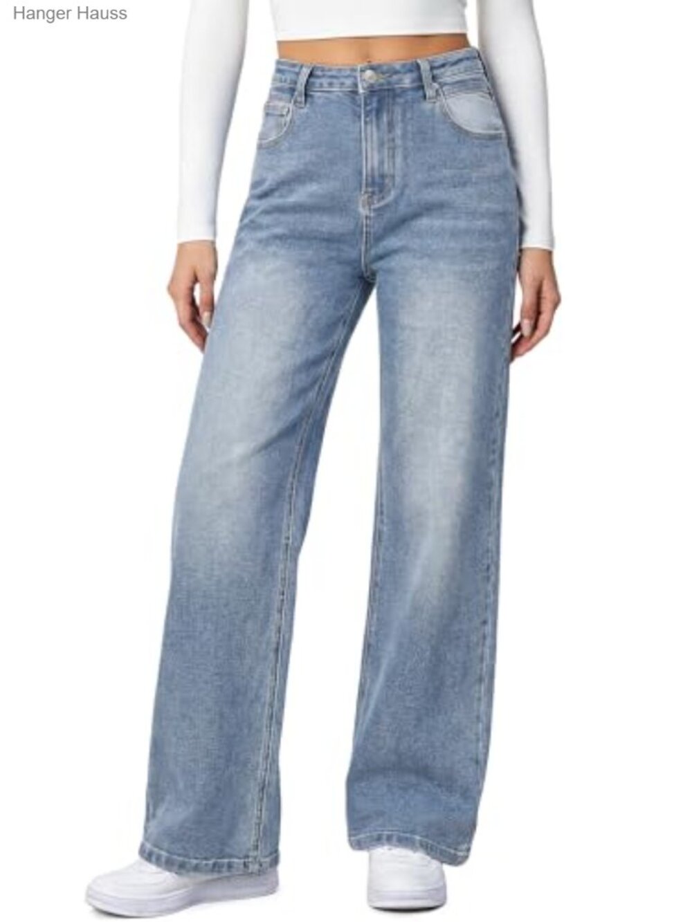 HDLTE Baggy Wide Leg High Waisted Boyfriend Denim Jeans